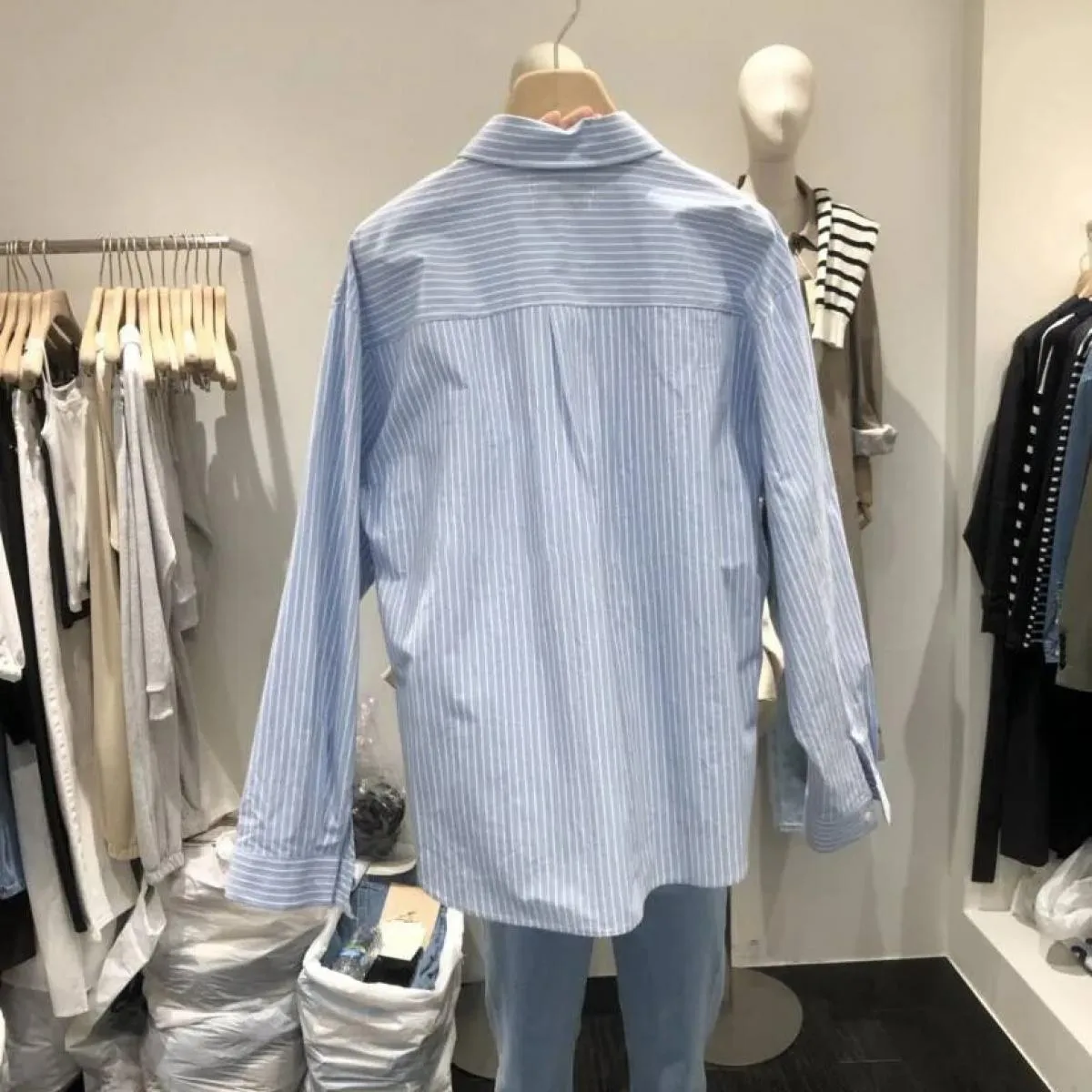 2023 Primavera Nuovo Risvolto Fibbia A Righe Look Allentato Sottile Camicia a Maniche Lunghe da Donna Top Camisas De Mujer