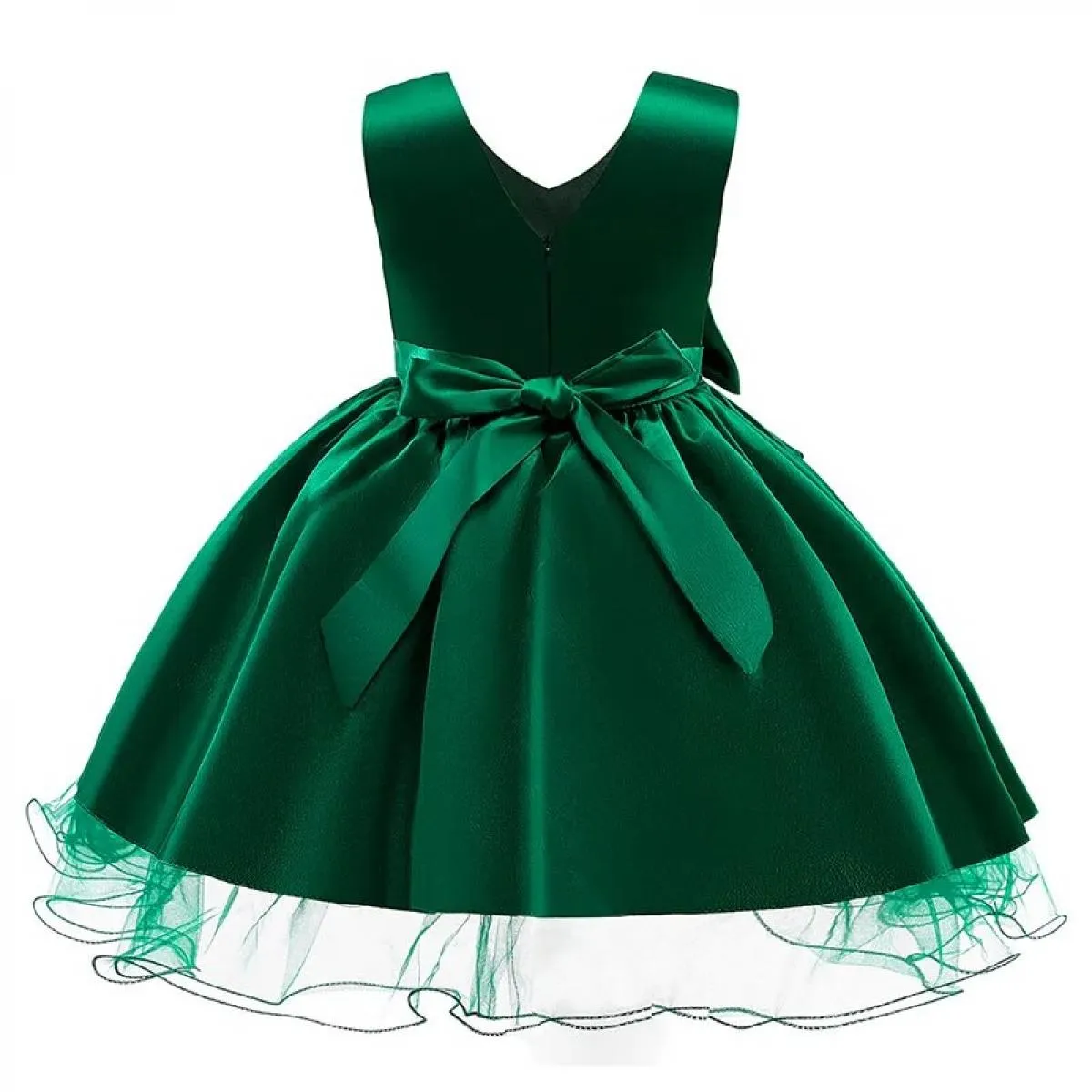 Abiti da sera per bambini Abito con fiocco grande per bambini Spettacolo Costume con scollo a V Abito da festa Ragazza Vestido i