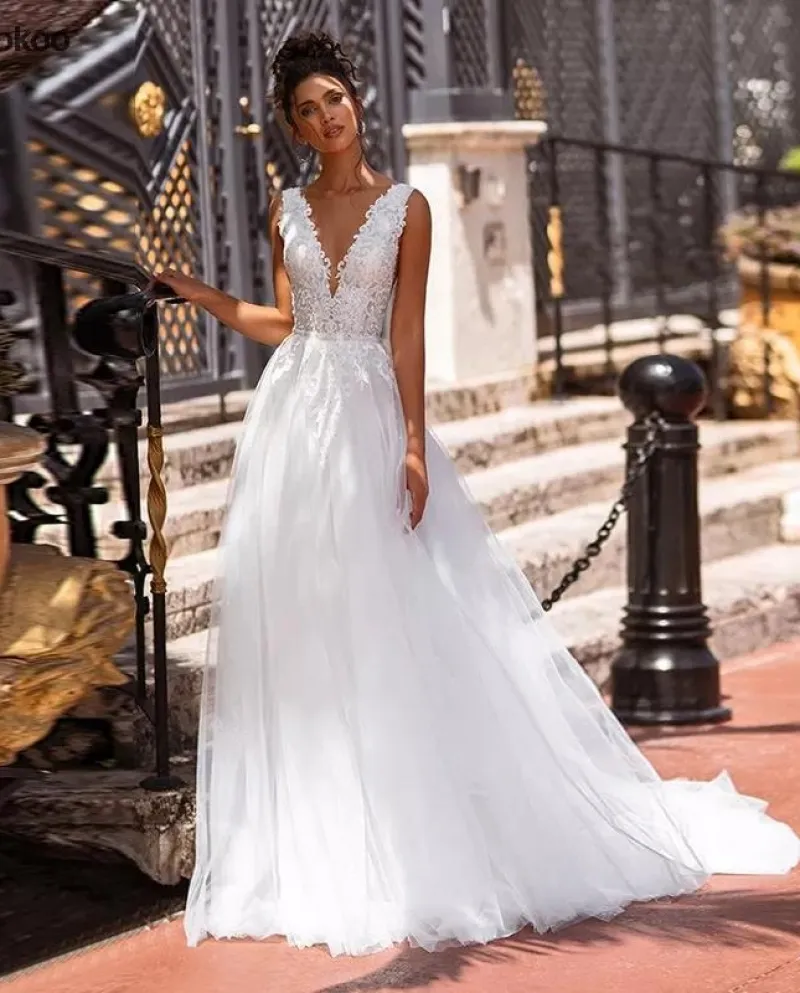 Abiti da sposa principessa 2022 Appliques Abiti da sposa Perline Cintura