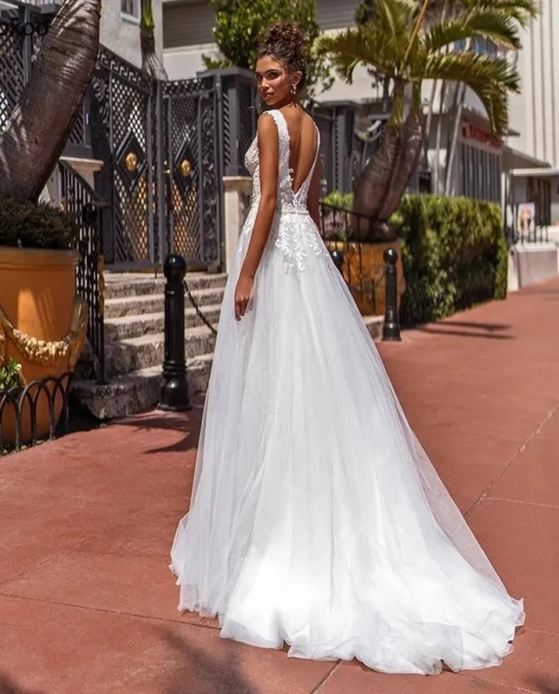 Abiti da sposa principessa 2022 Appliques Abiti da sposa Perline Cintura