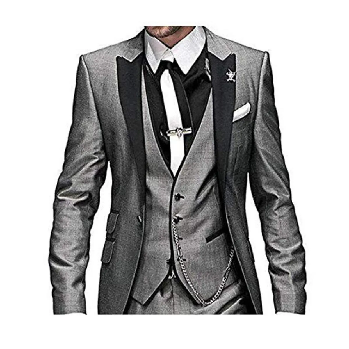 Abiti da uomo skinny grigio scuro su misura per abiti da sposo con risvolto a punta per matrimonio Best Man Tuxedo Set completo