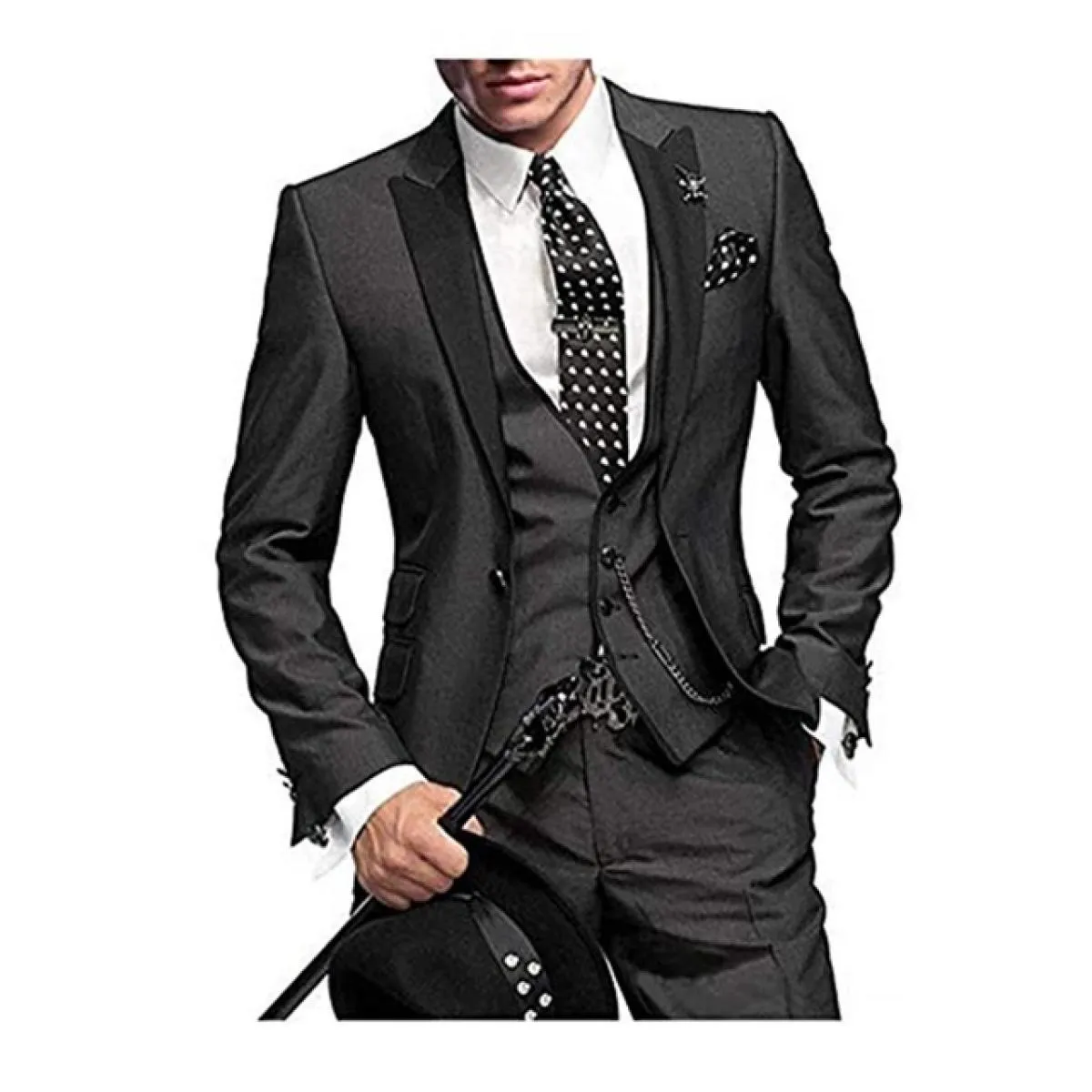 Abiti da uomo skinny grigio scuro su misura per abiti da sposo con risvolto a punta per matrimonio Best Man Tuxedo Set completo