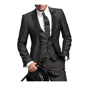 Abiti da uomo skinny grigio scuro su misura per abiti da sposo con risvolto a punta per matrimonio Best Man Tuxedo Set completo