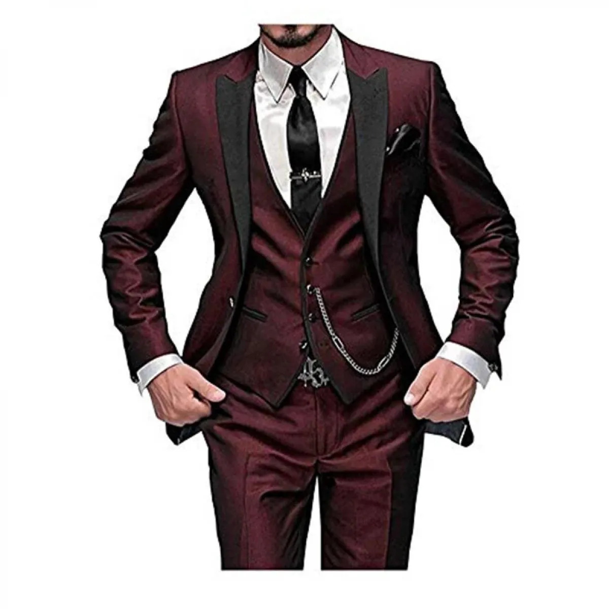 Abiti da uomo skinny grigio scuro su misura per abiti da sposo con risvolto a punta per matrimonio Best Man Tuxedo Set completo