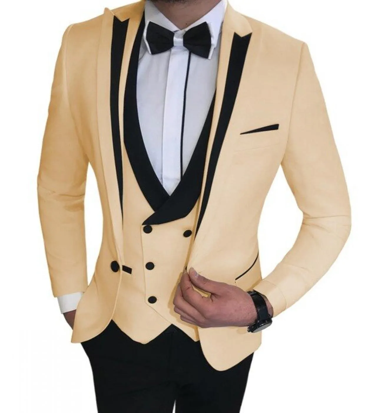 Abiti personalizzati Slim Fit 3 pezzi Business Groom Jacket Smoking Blazer Abiti bianchi per la cerimonia nuziale Prom Evening