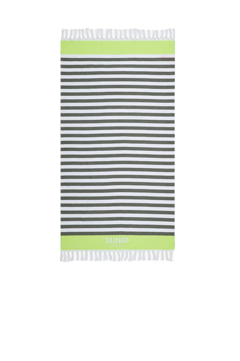 Beach Towel Stripes - Bianco/Militare