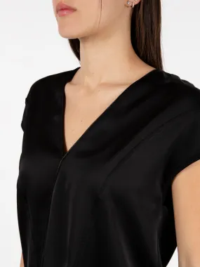 Blusa mezze maniche satin nero