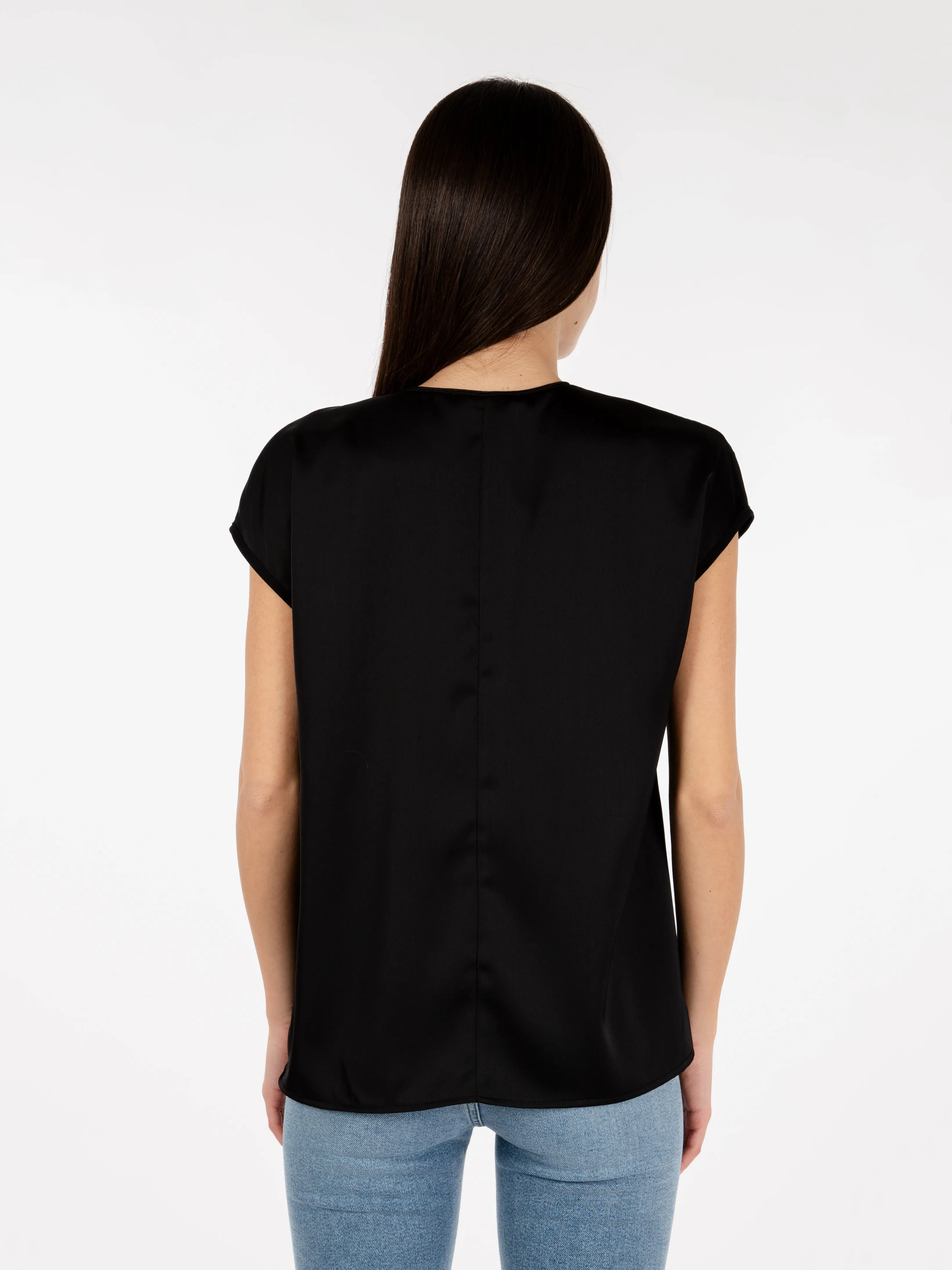 Blusa mezze maniche satin nero