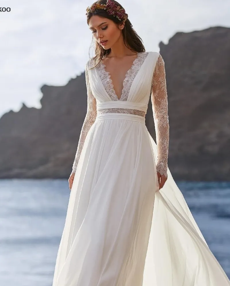 Bohemian A Line Abiti da sposa Appliques in pizzo 2022 Custom Made Weddin