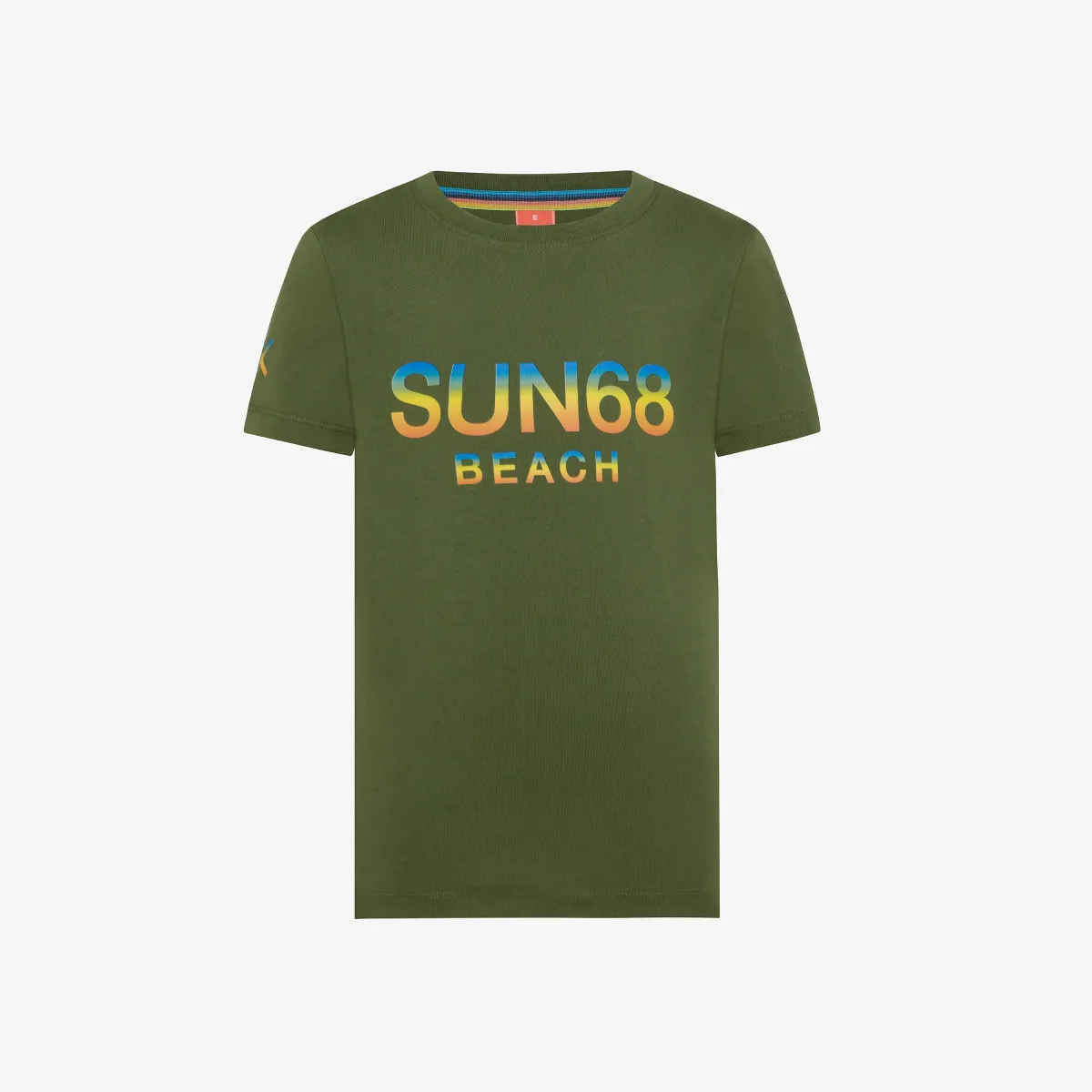 BOY'S T-SHIRT SUN68 BEACH BIG LOGO S/S VERDE SCURO