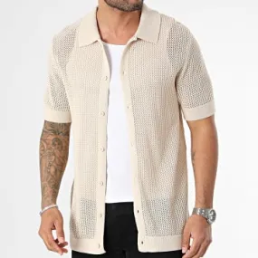 Camicia a maniche corte beige