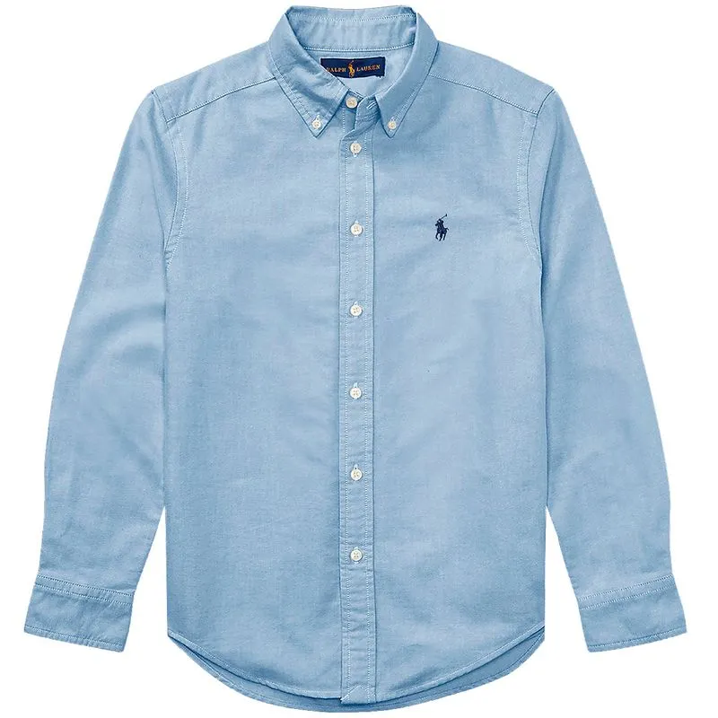 Camicia azzurra da bambino Oxford in cotone Slim-Fit 6/14 anni 