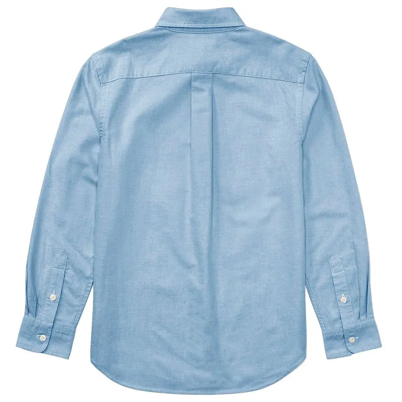 Camicia azzurra da bambino Oxford in cotone Slim-Fit 6/14 anni 