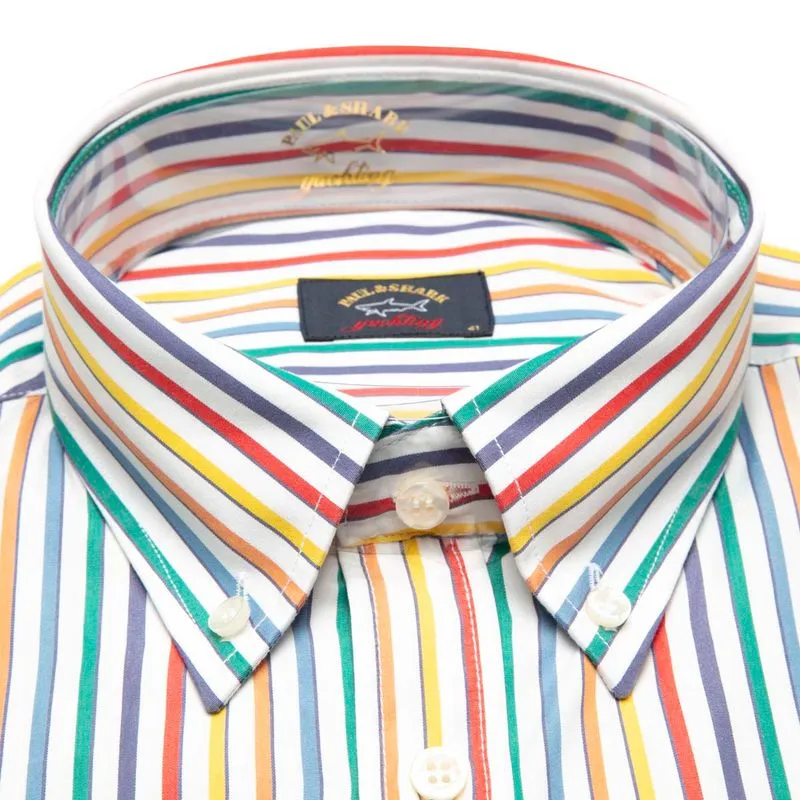 Camicia in popeline di cotone a righe colorate 