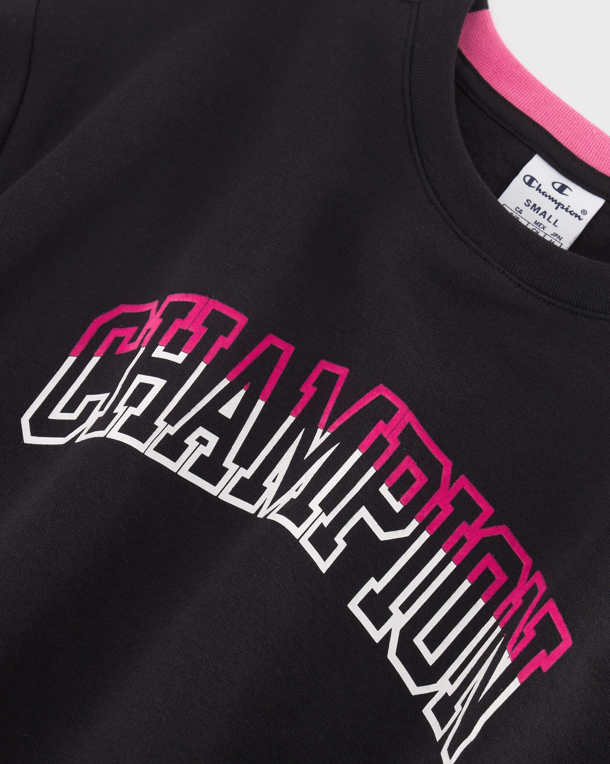 Champion Felpa Girocollo Big Logo Color Punch Nero Donna