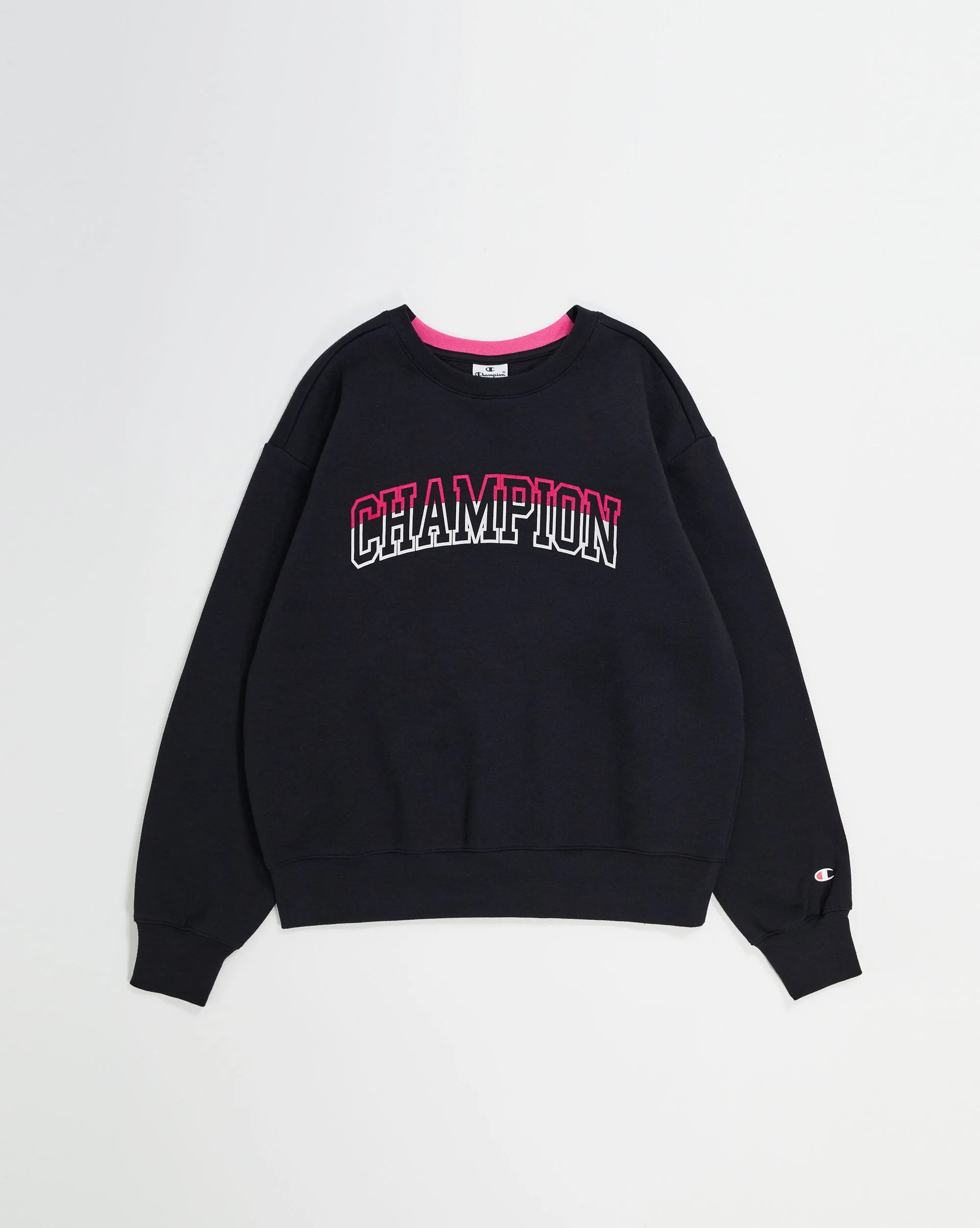 Champion Felpa Girocollo Big Logo Color Punch Nero Donna