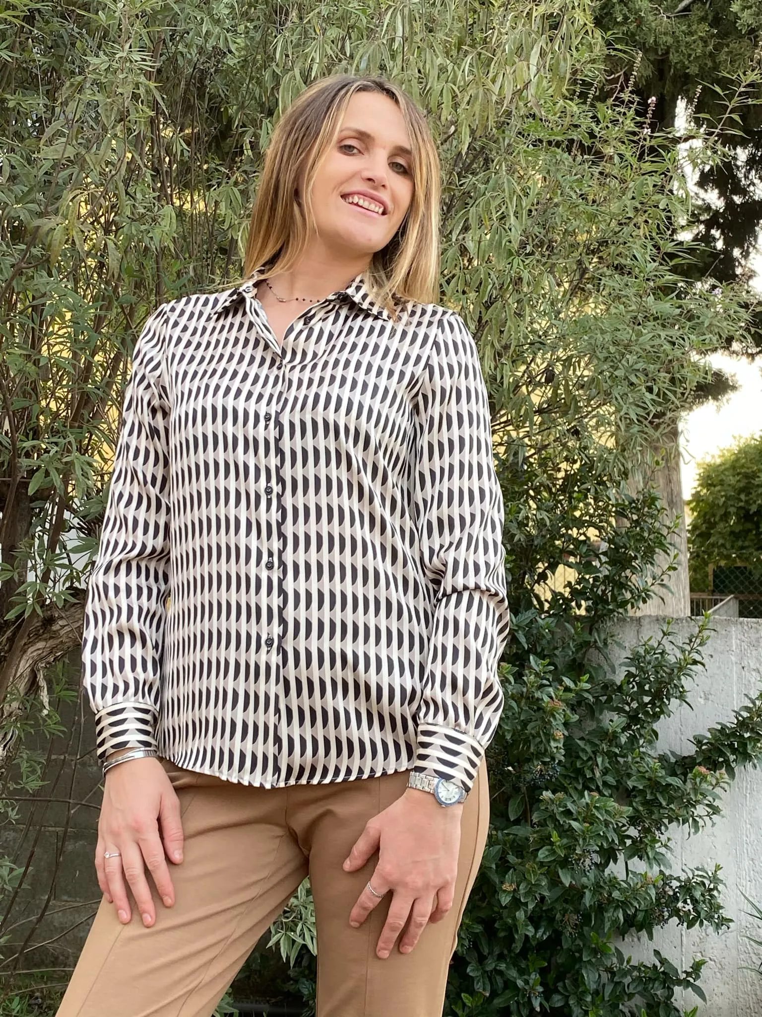 DIANA GALLESI camicia donna effetto raso fantasia geometrica 5319R001463N