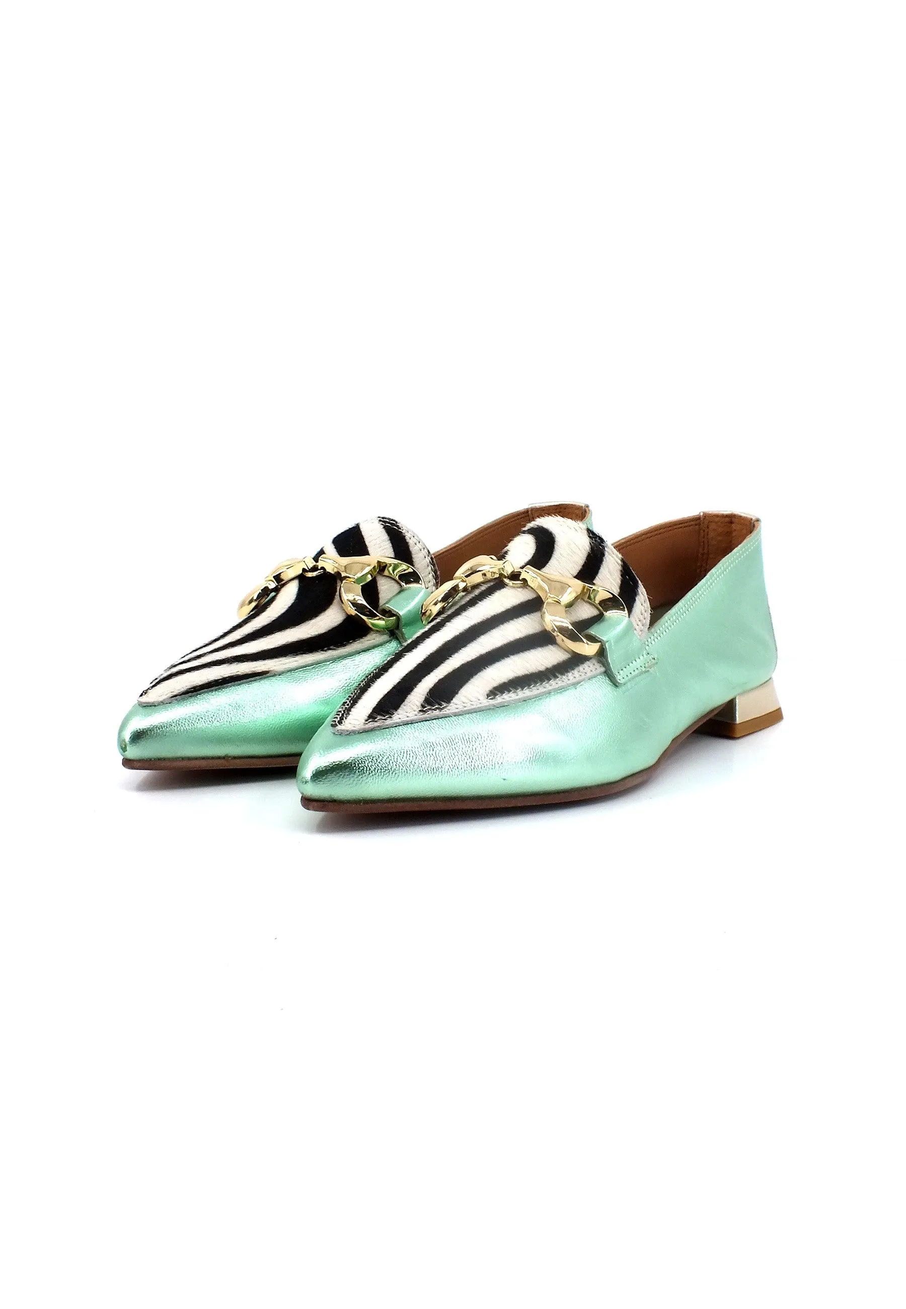 DIVINE FOLLIE Mocassino Punta Donna Zebra Tiffany 901-20F