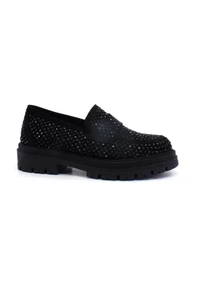 DIVINE FOLLIE Mocassino Strass Donna Nero DF2302