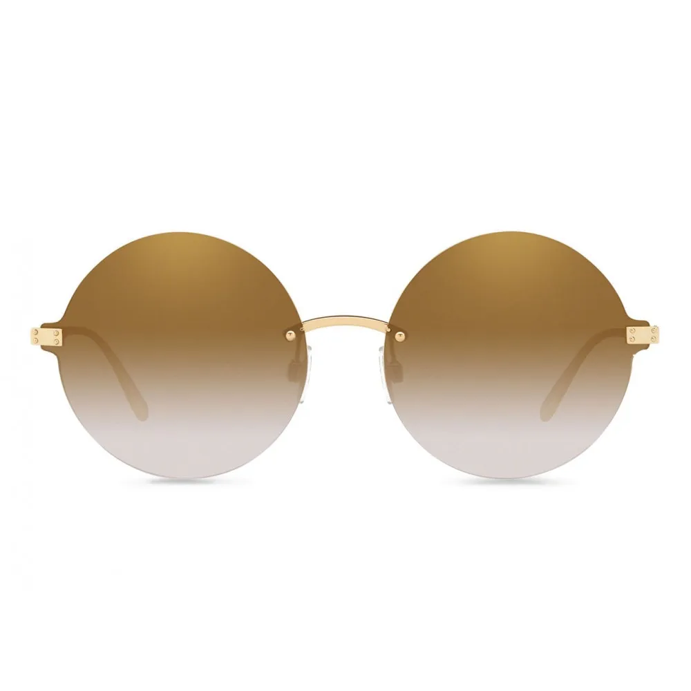 Dolce & Gabbana - Occhiale da Sole Rotondi Plaque Logo - Oro - Dolce & Gabbana Eyewear