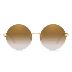 Dolce & Gabbana - Occhiale da Sole Rotondi Plaque Logo - Oro - Dolce & Gabbana Eyewear