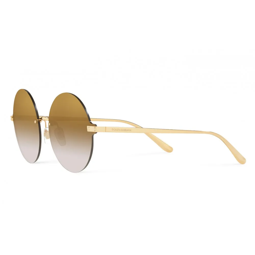 Dolce & Gabbana - Occhiale da Sole Rotondi Plaque Logo - Oro - Dolce & Gabbana Eyewear