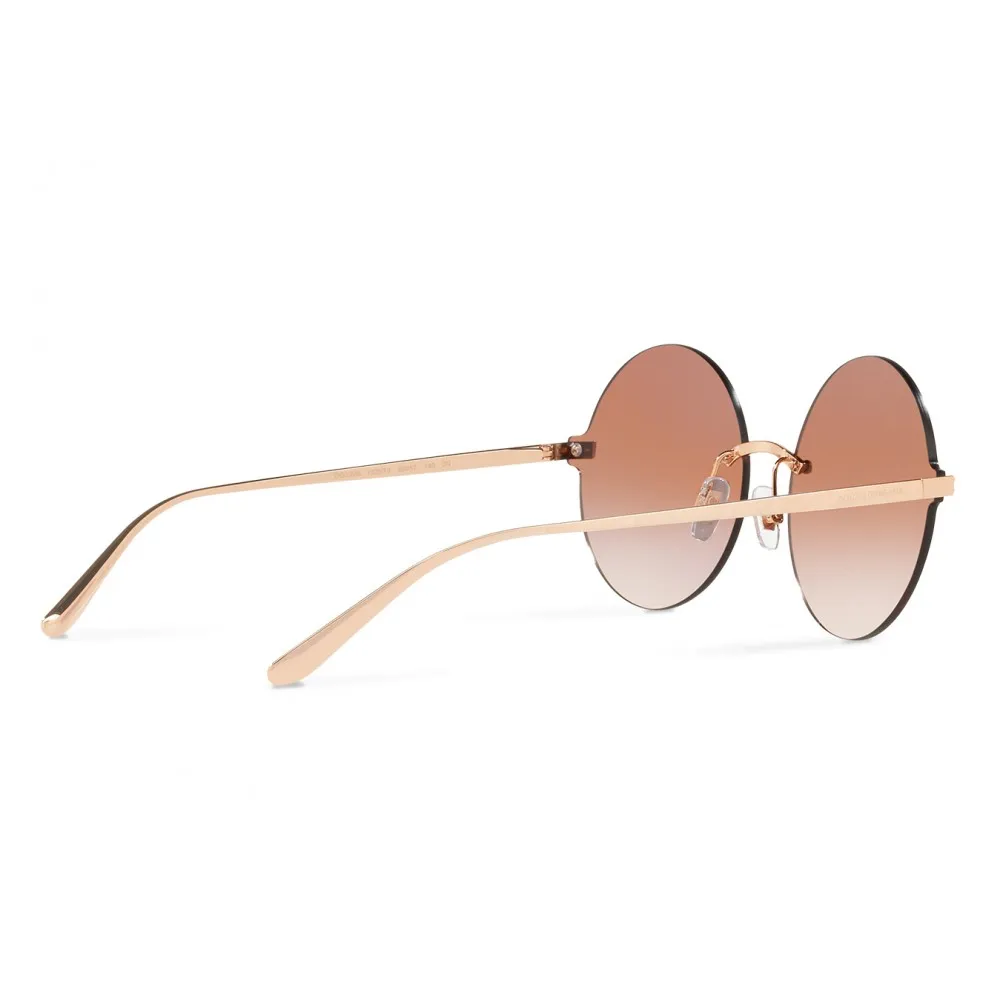 Dolce & Gabbana - Occhiale da Sole Rotondi Plaque Logo - Oro Rosa - Dolce & Gabbana Eyewear