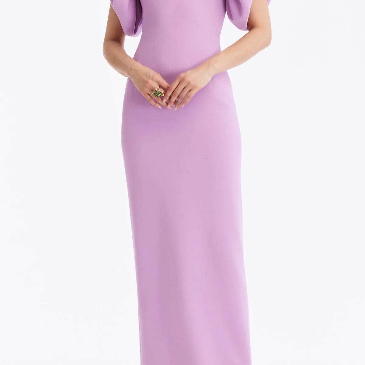 Elegante abito da ballo maxi elasticizzato viola maniche gonfie lungo semplice lavanda abiti da sera da sera abito formale abiti