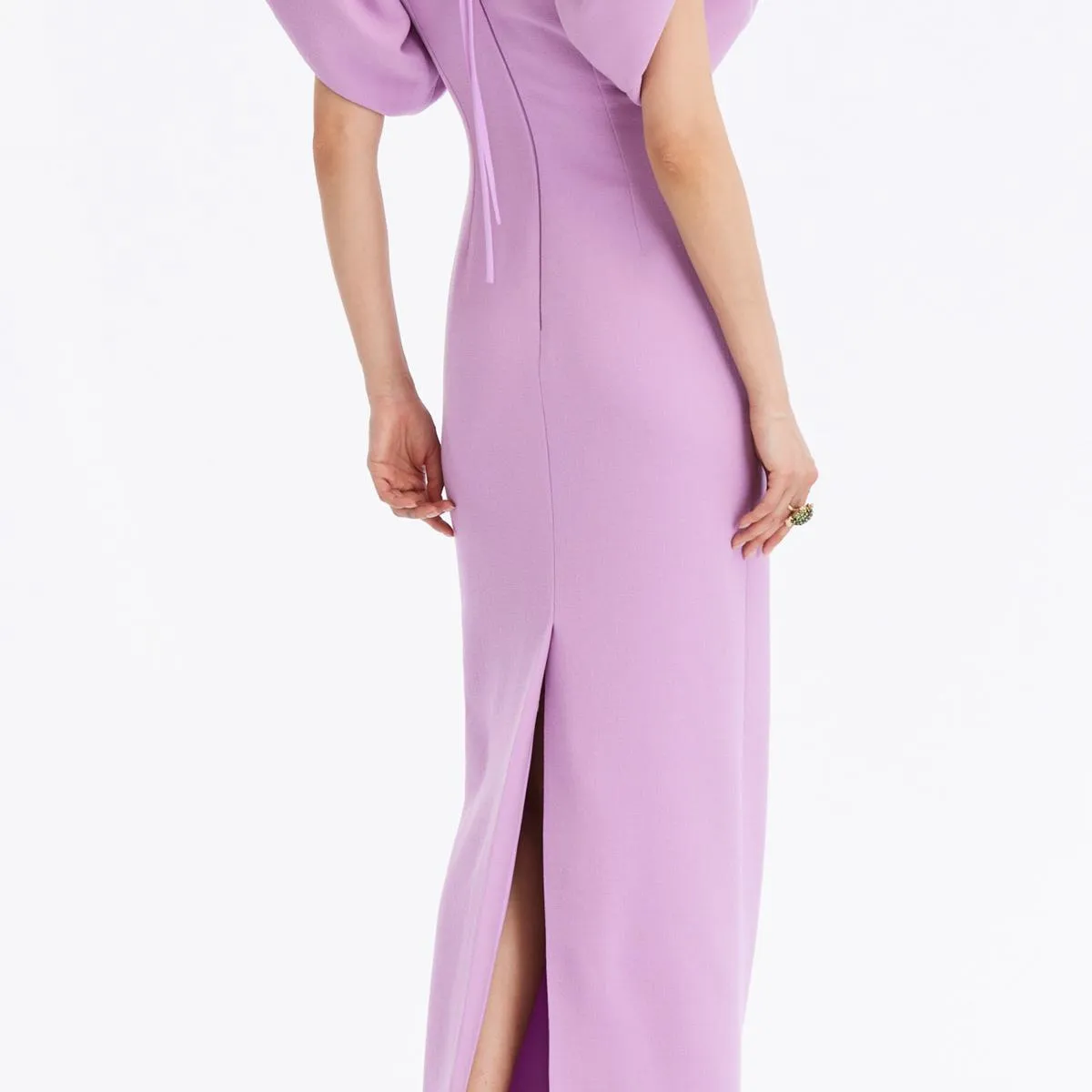 Elegante abito da ballo maxi elasticizzato viola maniche gonfie lungo semplice lavanda abiti da sera da sera abito formale abiti