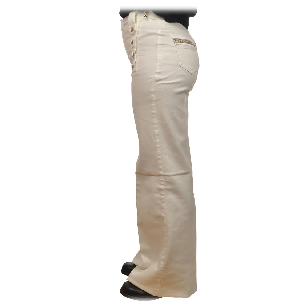 Elisabetta Franchi - Jeans con Dettaglio Passamanerie - Bianco - Pantaloni - Made in Italy - Luxury Exclusive Collection