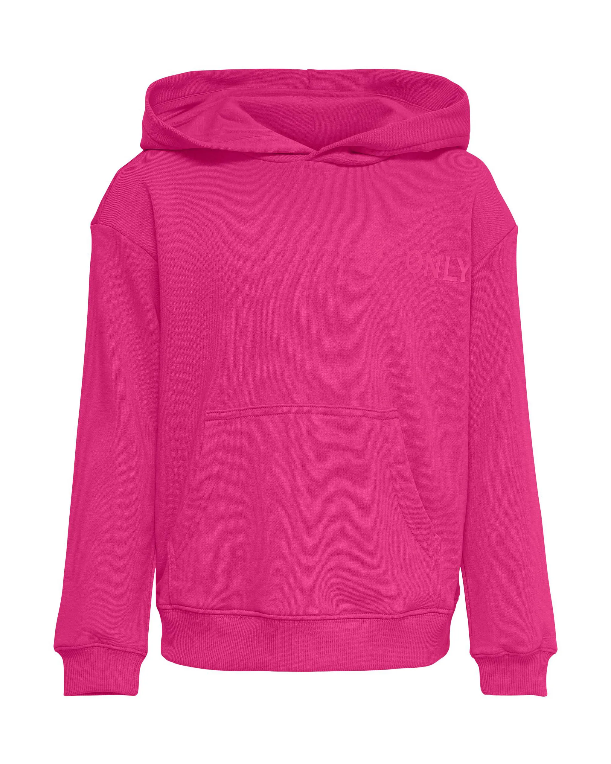 Felpa fucsia con cappuccio in cotone con logo in tono stampato sul petto 10-14 anni