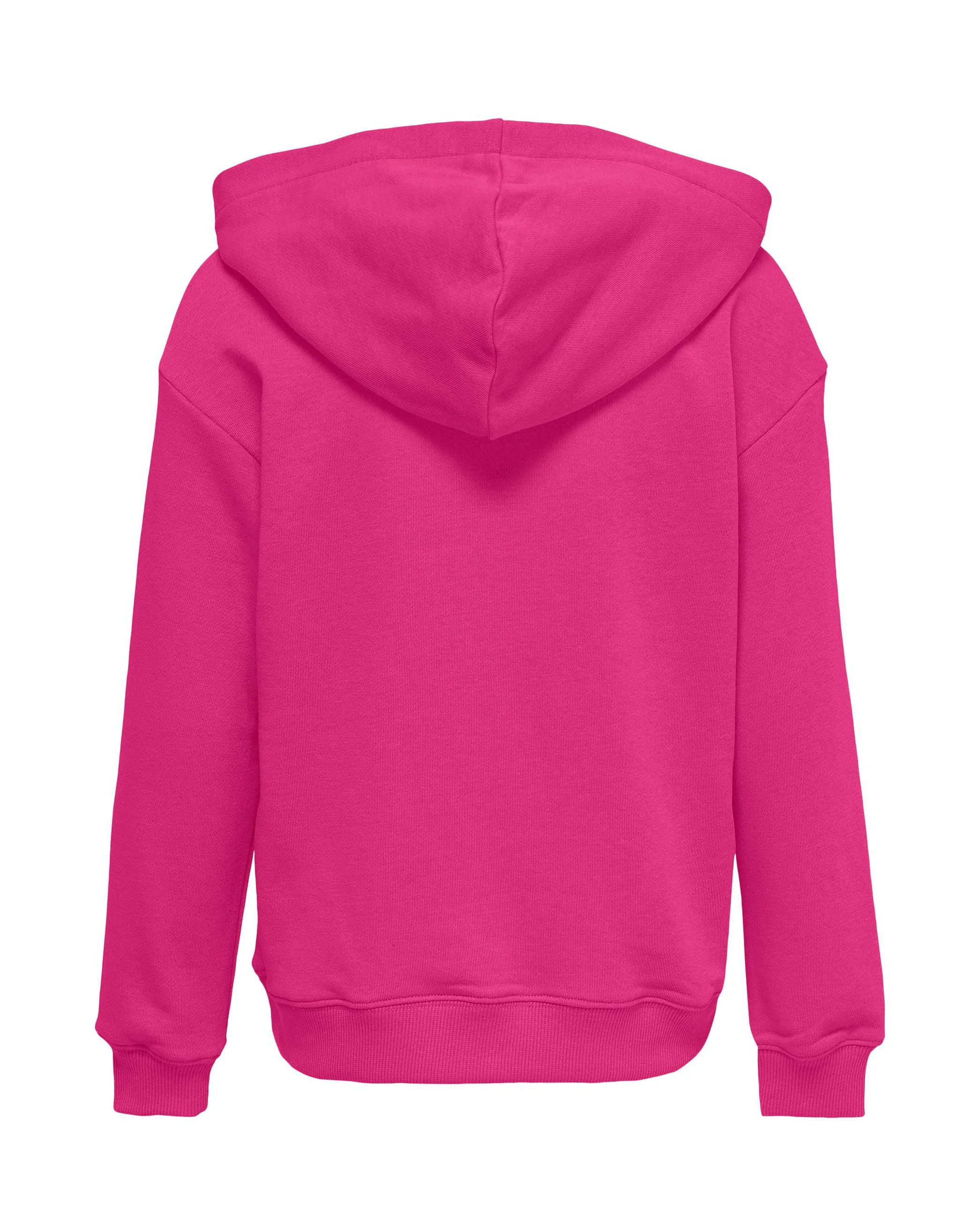 Felpa fucsia con cappuccio in cotone con logo in tono stampato sul petto 10-14 anni