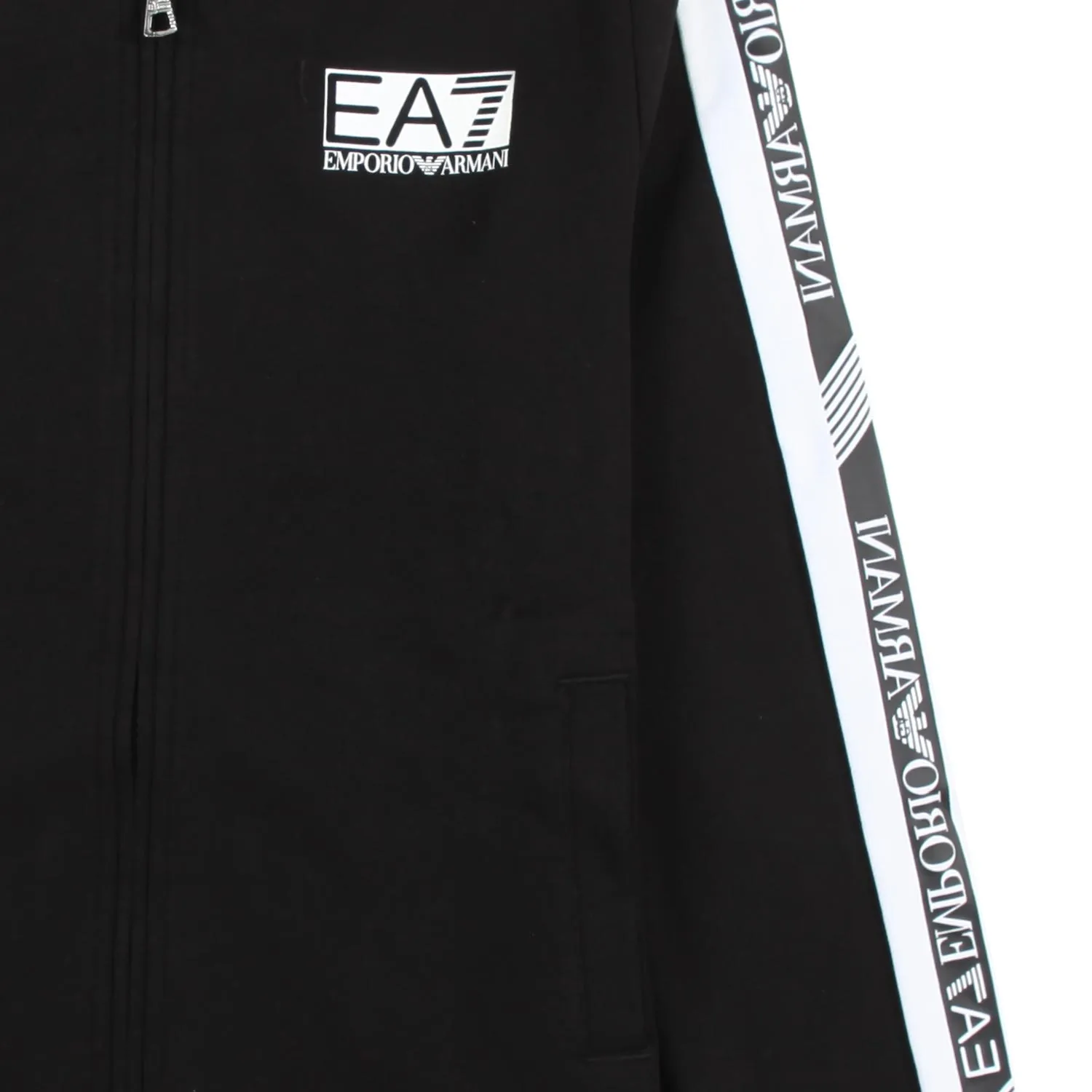 Felpa Hoodie Nera Con Strisce Bianche