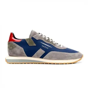 GHOUD Rush Man Low in camoscio grigio e tessuto blu