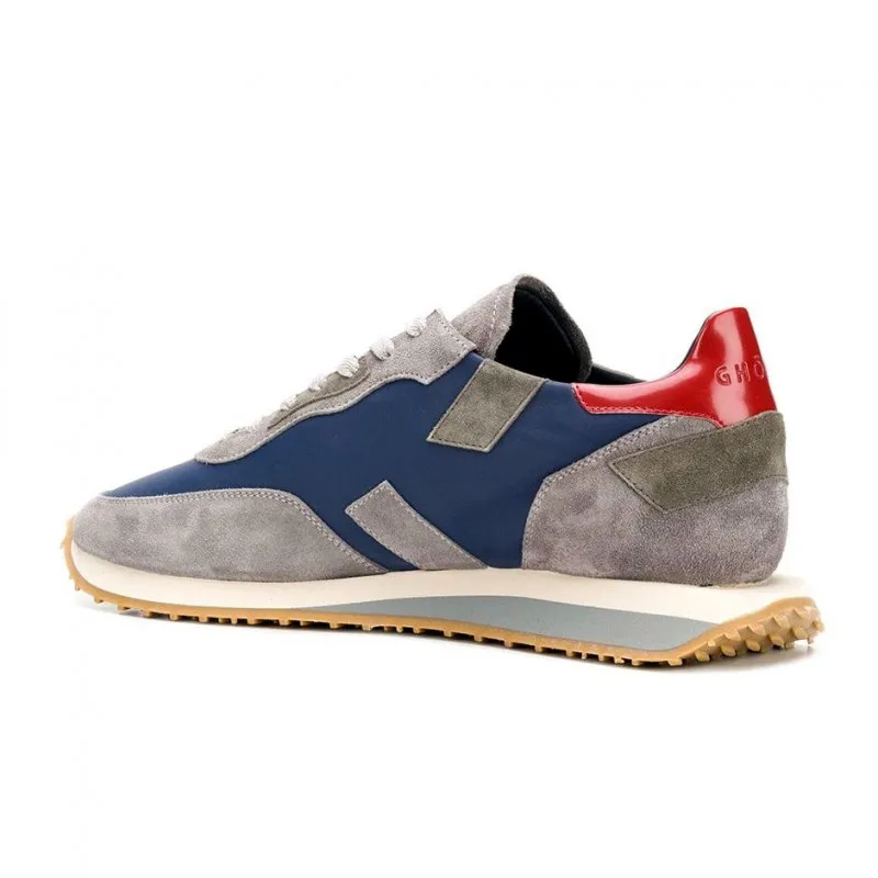 GHOUD Rush Man Low in camoscio grigio e tessuto blu