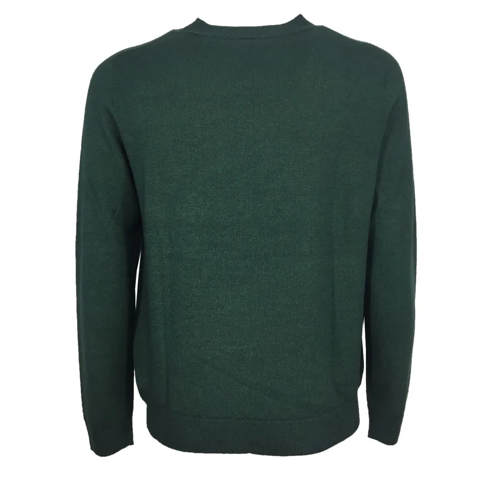 H953 maglia uomo effetto brinato tubolare verde art HS3344 NINO 100% lana merinos extrafine MADE IN ITALY