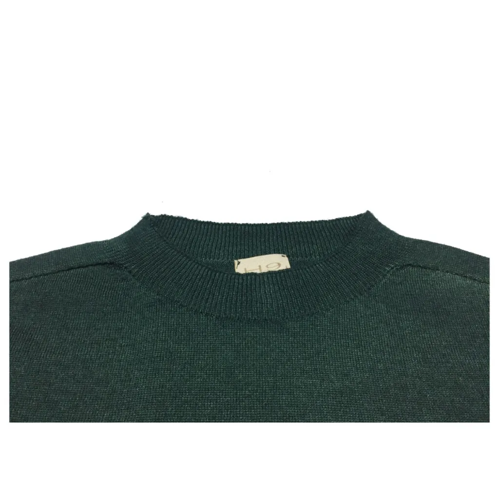 H953 maglia uomo effetto brinato tubolare verde art HS3344 NINO 100% lana merinos extrafine MADE IN ITALY