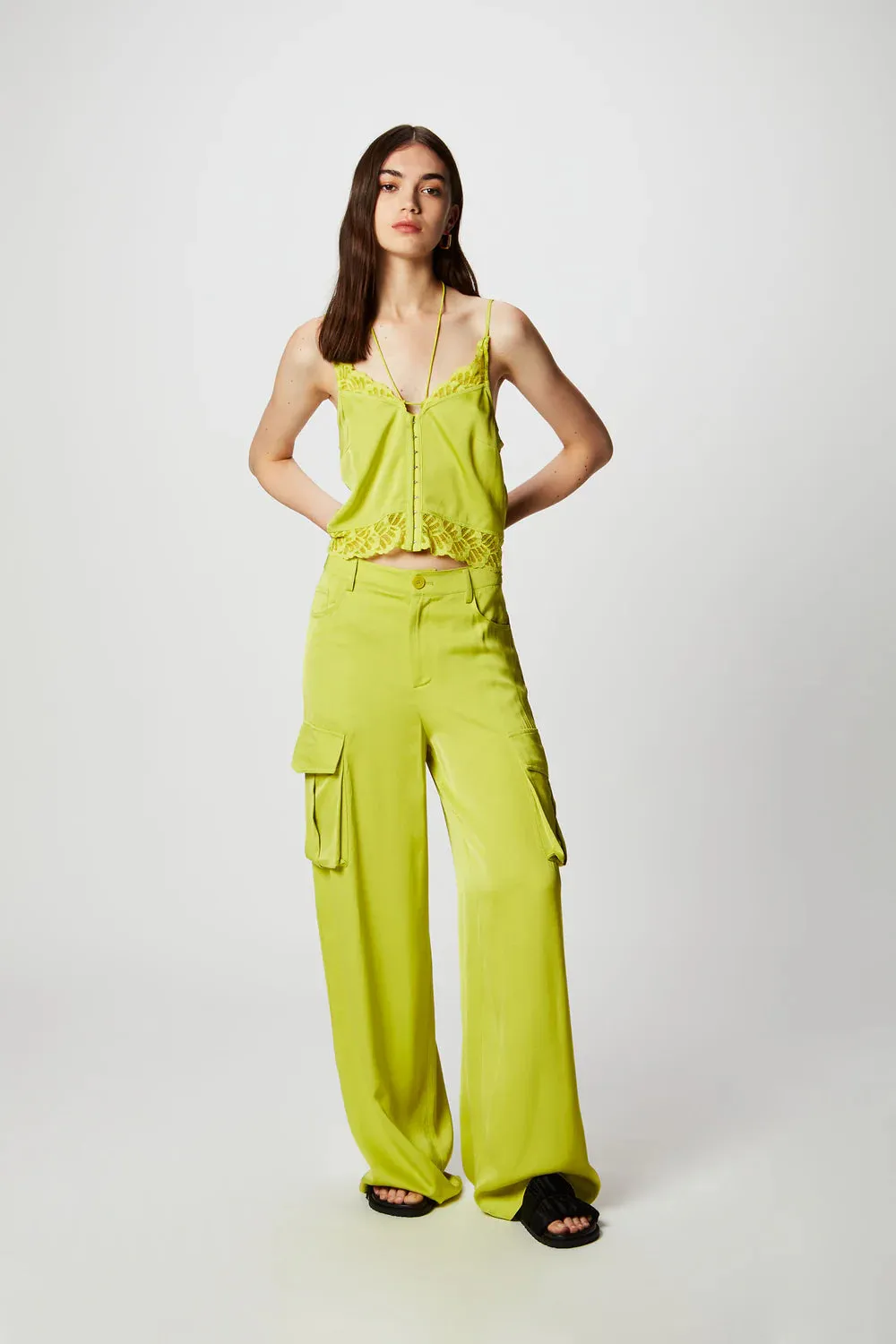 ISABELLE BLANCHE TOP VERDE LIME