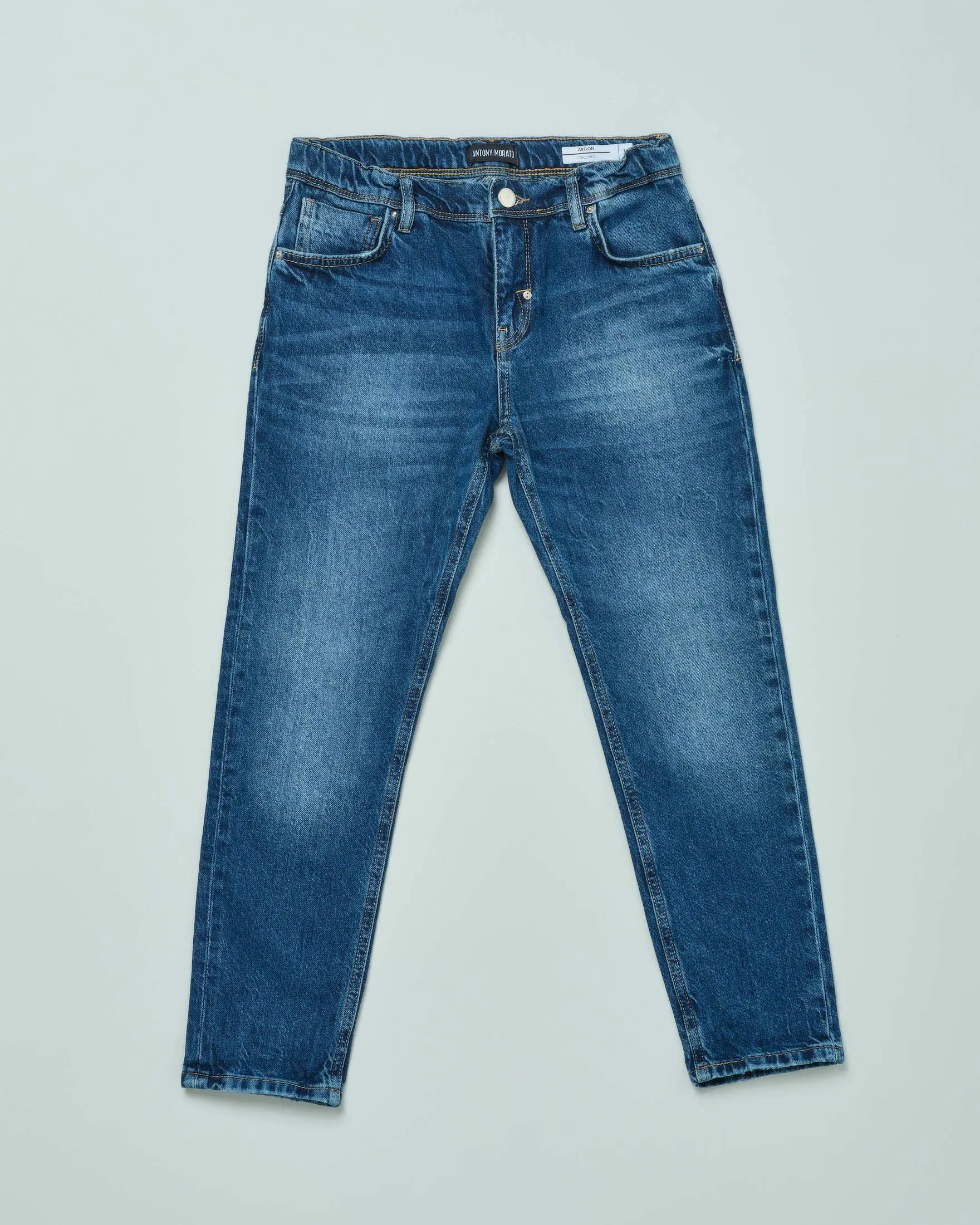 Jeans cropped a lavaggio scuro stone washed in cotone 10-16 anni