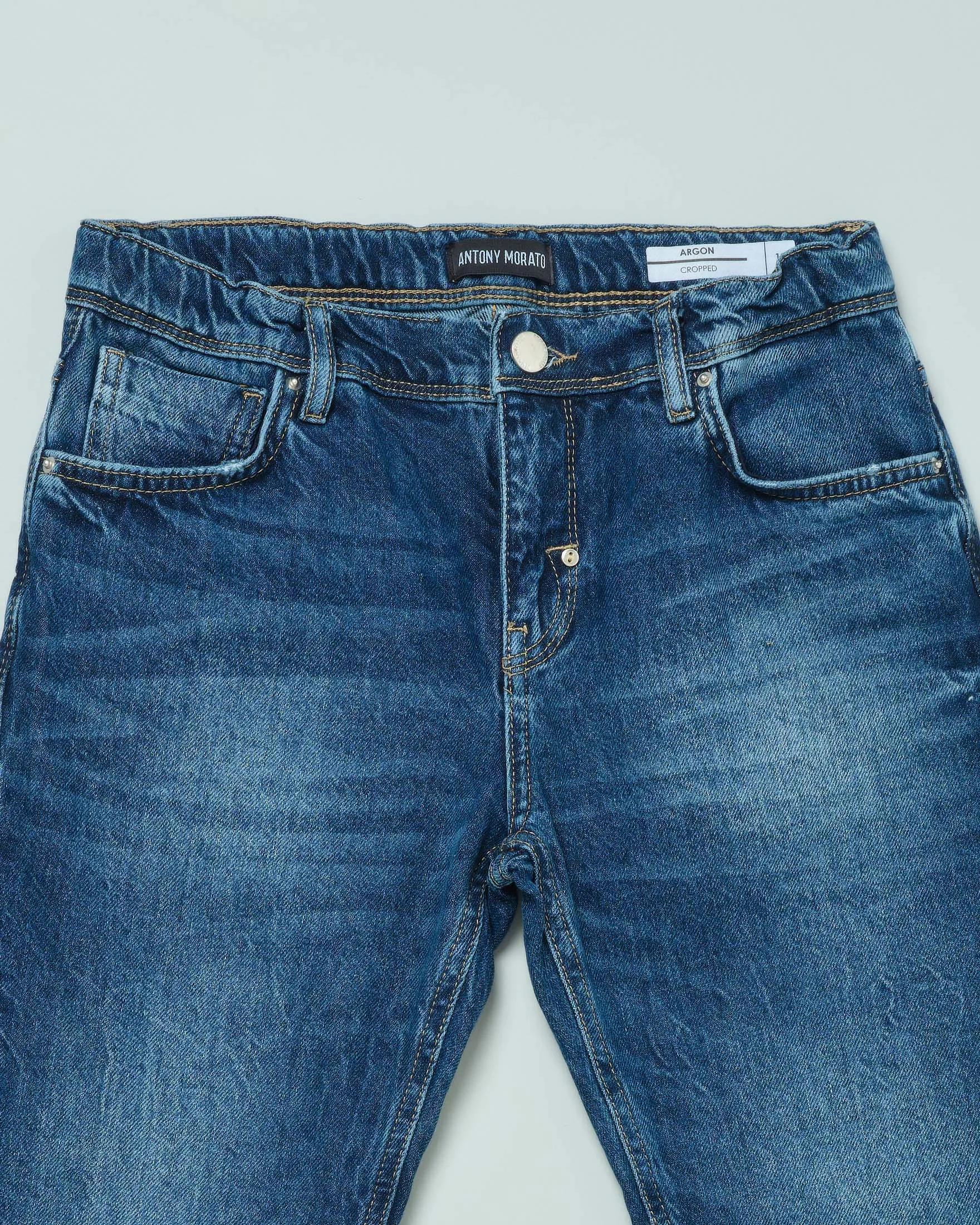 Jeans cropped a lavaggio scuro stone washed in cotone 10-16 anni