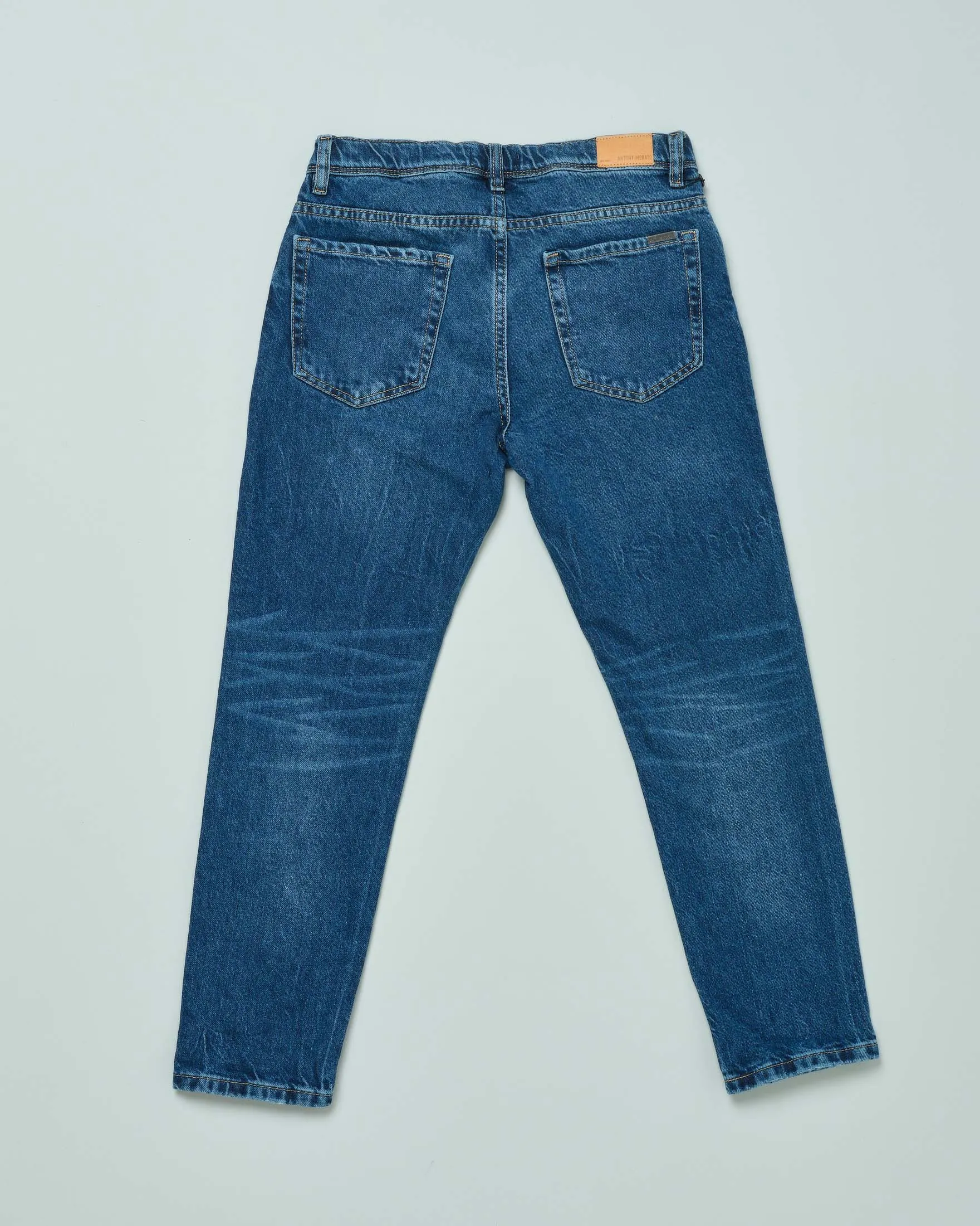 Jeans cropped a lavaggio scuro stone washed in cotone 10-16 anni