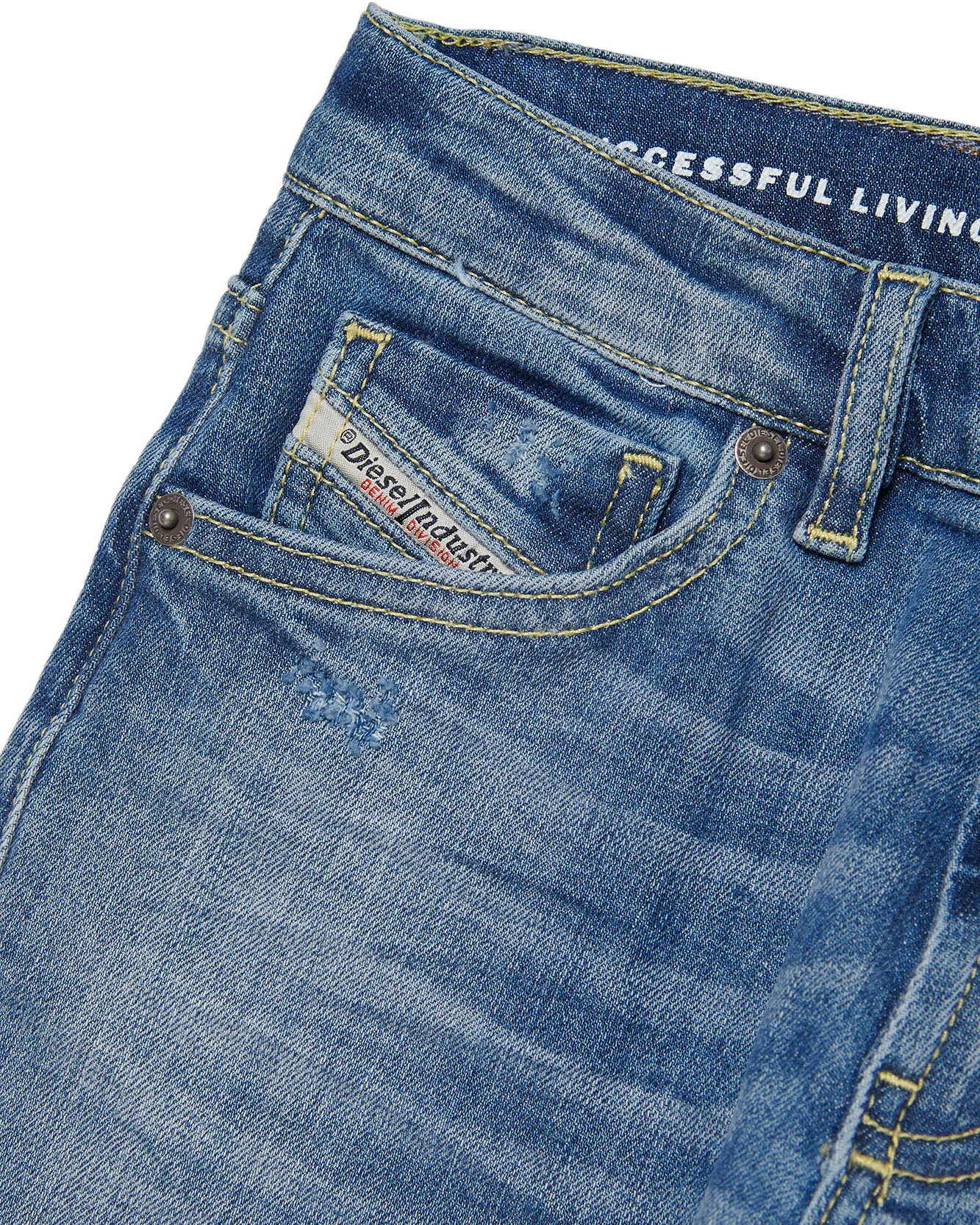 Jeans Thommer regular-fit a lavaggio medio stone washed in cotone stretch con baffature ed abrasioni 10-16 anni