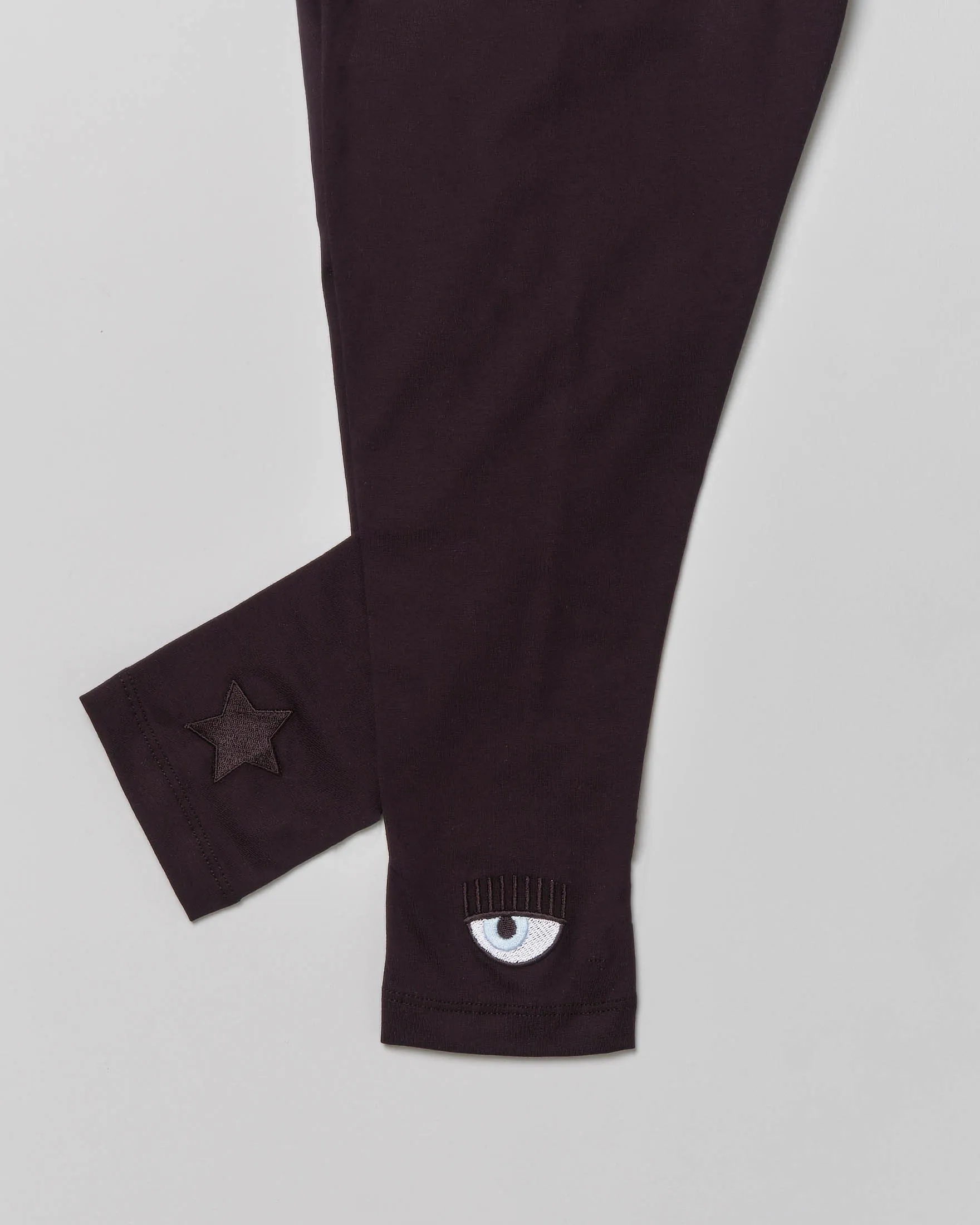 Leggins nero in cotone stretch con logo eyelike sul fondo 4 anni