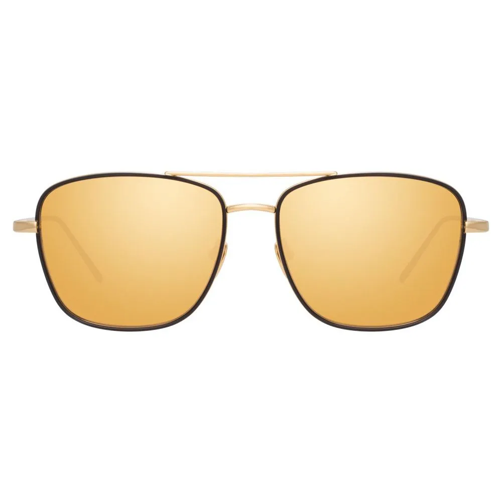 Linda Farrow - Occhiali da Sole Aviator 703 C1 - Oro Giallo e Nero - Linda Farrow Eyewear