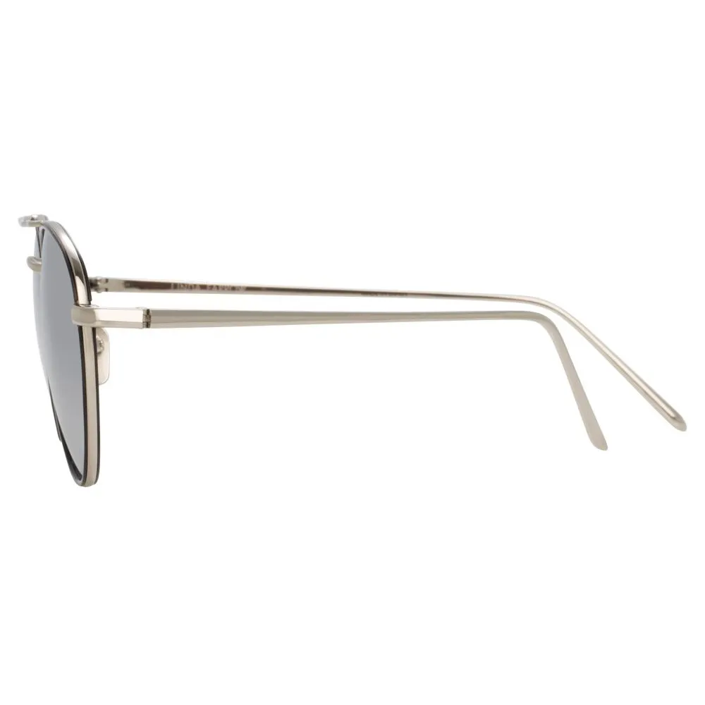 Linda Farrow - Occhiali da Sole Aviator 739 C2 - Oro Bianco e Nero - Linda Farrow Eyewear