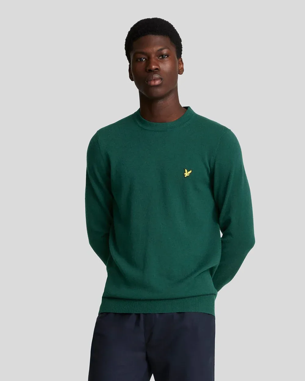 LYLE AND SCOTT Maglia girocollo basica con classico logo COTTON MERINO CREW NECK JUMPER KN2110VC