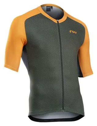 Maglia Northwave Force Evo Khaki/Arancione a manica corta