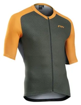 Maglia Northwave Force Evo Khaki/Arancione a manica corta