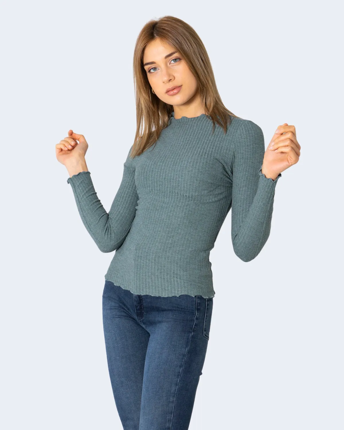 Maglia Only EMMA L/S HIGH NECK TOP NOOS JRS Verde