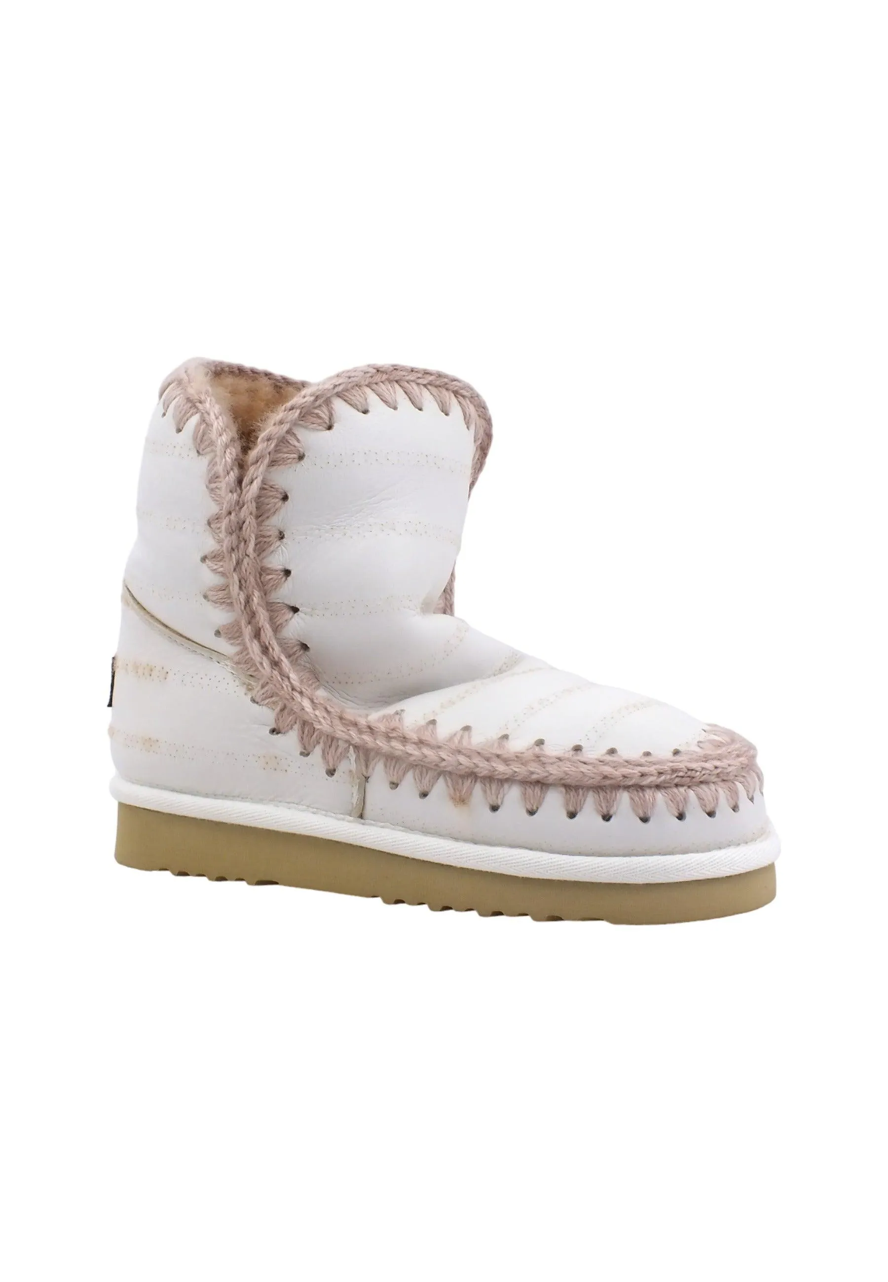 MOU Eskimo 18 Special Sheepskin Stivaletto Pelo Donna Wide Stripe Punched White MU.FW101111C